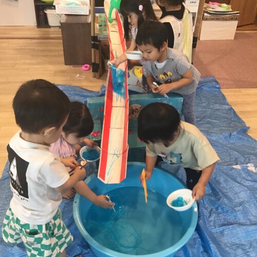 流しそうめんごっこ